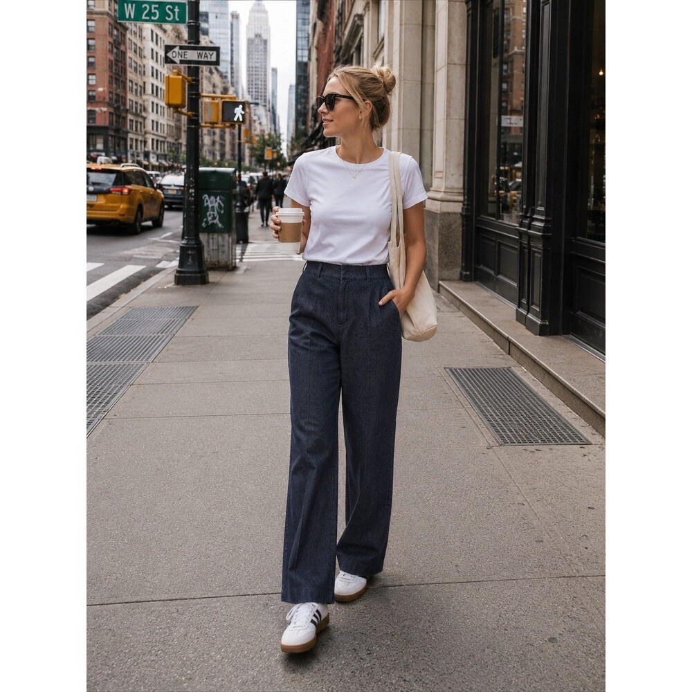 Women's Bootcut Jeans Trousers Pants Dark Blue Size 10 Pockets Zipper